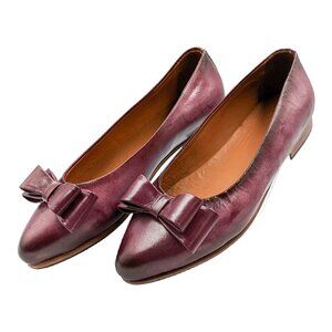 Ballet Flats with Bow Red Wine